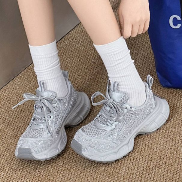 Cameido Women's Silver Ultra-Fine Round-Toed Casual Shoes For Daily Commuting_voghion.com