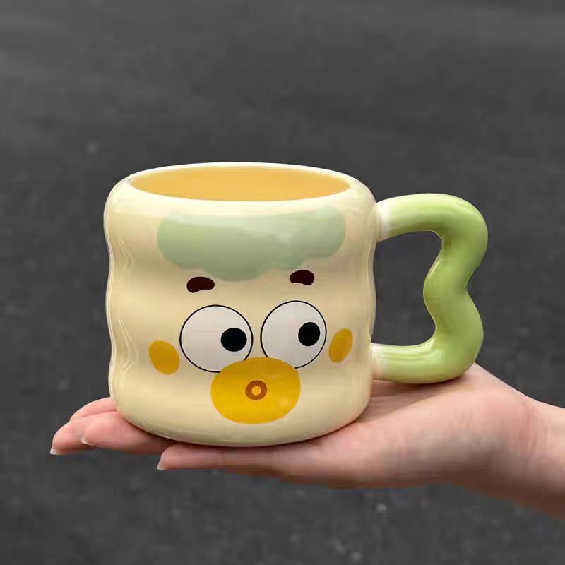 Jingdezhen Adorable Cartoon - Face Ceramic Mug With Handle For Playful Daily Drinks_voghion.com