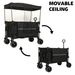 Collapsible Foldable Extended Wagon With Canopy,480lbs Weight Capacity, Heavy Duty Folding Utility Garden Cart With Big All-Terrain Beach Wheels & Drink Holders,Side Pocket And Brakes ,mosquito Net_voghion.com