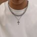 Nuova collana a doppio strato con croce in stile minimalista, versatile e di alta qualità, girocollo unisex con catena cubana._voghion.com