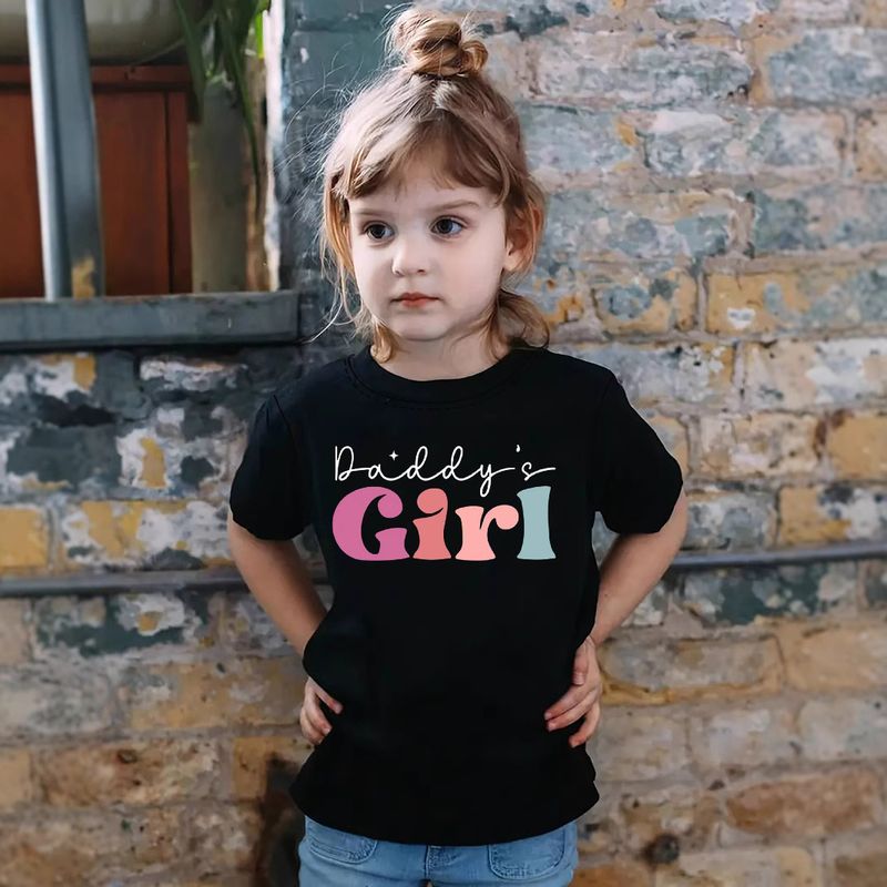 Ropa para niños Ins Niñas Verano Letra Estampada Cuello Redondo Manga Corta Camiseta Ropa de Verano para Niños_voghion.com