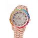 Casual Simple Watch Hip Hop Diamond Rainbow Gradient Calendar Quartz Watch_voghion.com