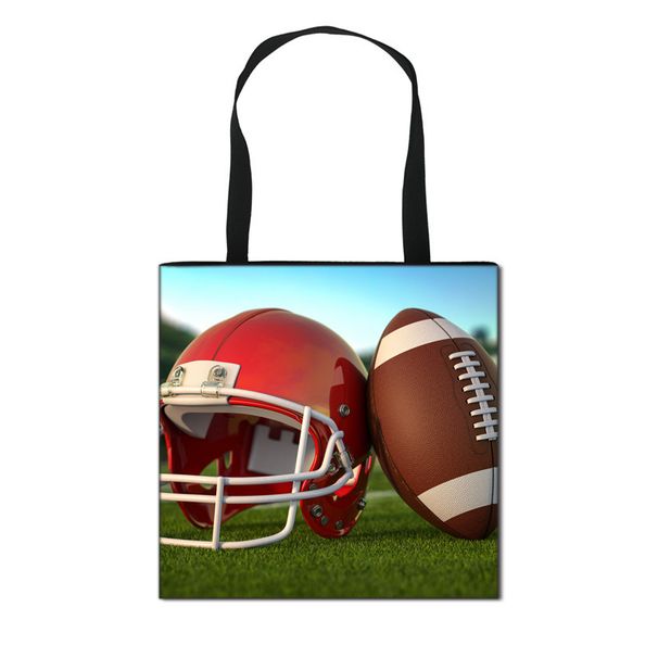 Borsa tote stampata a tema Super Bowl Borsa a tracolla portatile ecologica Super Bowl_voghion.com