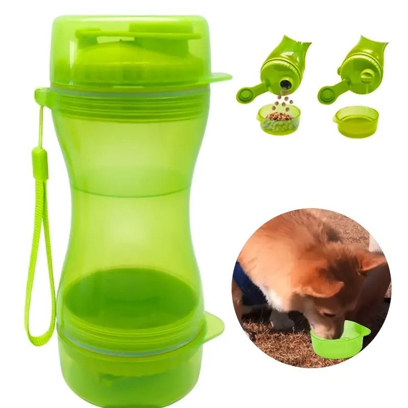 Suņu ūdens pudele 2 vienā ūdens krūze sausai un mitrai atdalīšanai suņu ceļojumu dzeramā bļoda maziem, vidējiem suņiem āra konteiners_voghion.com