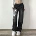 2024 Trendy bedruckte neue lockere Jeans mit weitem Bein für Damen_voghion.com