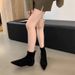 2025 Herbst Winter Neue Einfache Matte Wildleder Socke Flache Ferse Schlanke Elegante Spitz Zehe Kurze Stiefel Für Frauen_voghion.com