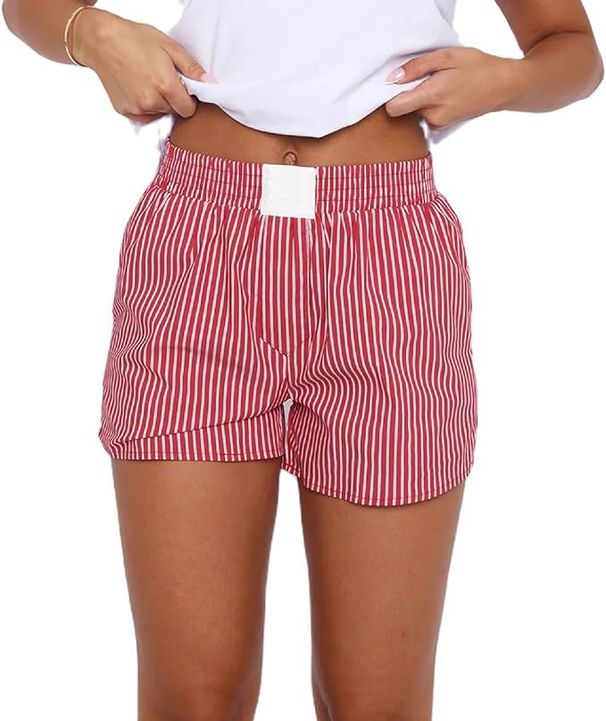 Damenbekleidung Frühling und Sommer Lazy Style Gestreifte Spleißen Weibliche Home Pyjamas Shorts_voghion.com