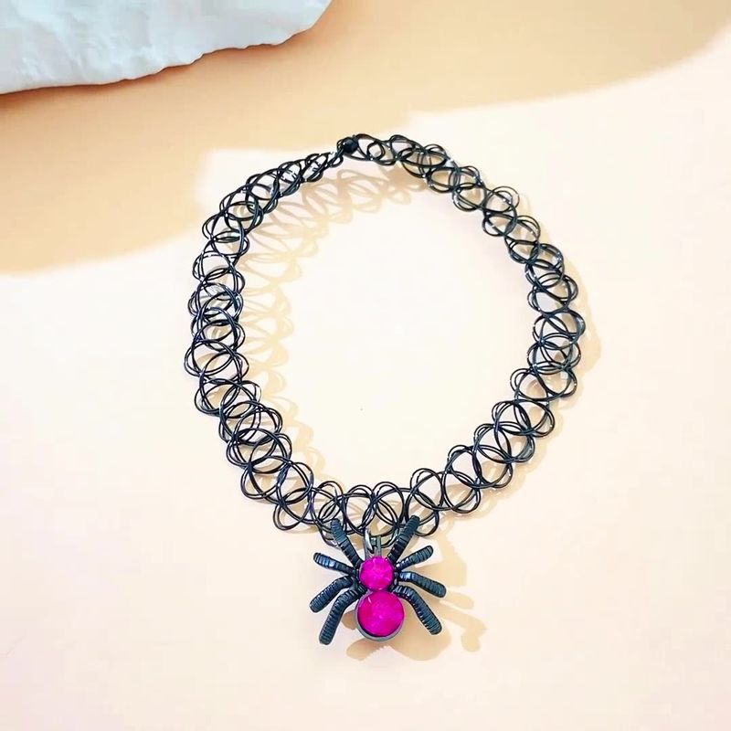 Vintage accessories Everything necklace Halloween collarbone tattoo chain spider pendant choker Choker_voghion.com