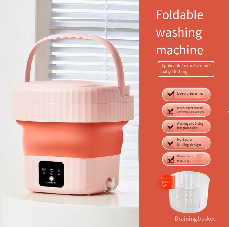 Klappwaschmaschine, 10 l, große Kapazität, tragbar, zum Waschen und Trocknen von Unterwäsche, integrierte Mini-Waschmaschine_voghion.com