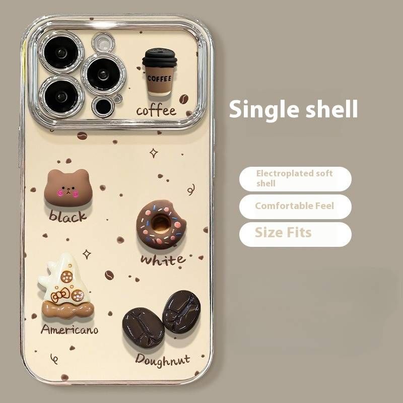 Welmax Süße Kaffeebär-Handyhülle für Huawei P70/P70 Pro/Mate 70 Pro, stoßfest, mit Perlenband und Ständer, 6D blendfreies Sichtfenster_voghion.com