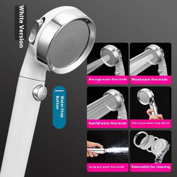 Premium 3-Mode Handheld Shower Head With Anti-Leak Hose – High Pressure, Self-Cleaning Nozzles, Wall-Mounted (White, 3 Spray Settings)_voghion.com