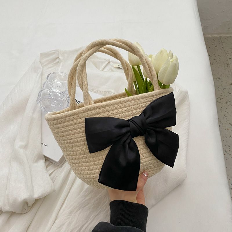 Borsa a mano in erba per le donne nel 2024, nuova borsa a secchiello in rattan versatile da campagna, piccola borsa portatile intrecciata da spiaggia_voghion.com