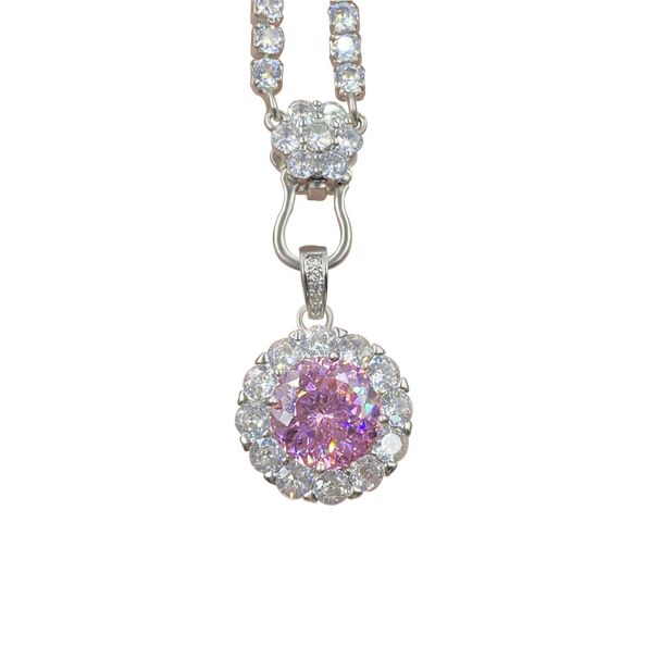 Collana da donna con ciondolo rotondo in zircone rosa spodumene viola con taglio a stella da 5 carati, luce fluorescente, colore cangiante, temperamento semplice_voghion.com