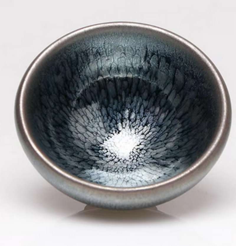 China Χειροποίητο Oil Spot Glaze Tenmoku Flowers Silvery Tea Bowl Cup Jianzhan_voghion.com