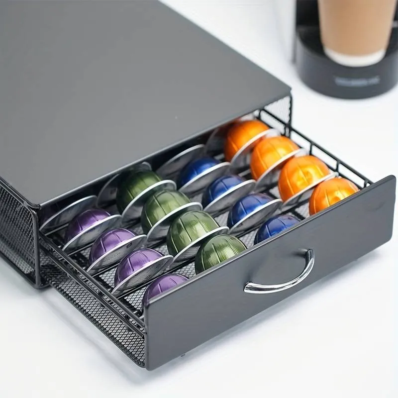 Nerūsējošā tērauda kafijas kapsulu turētājs - Lielas ietilpības, rūsas necaurlaidīgs darba virsmas organizators virtuvēm, birojiem un kafejnīcām_voghion.com