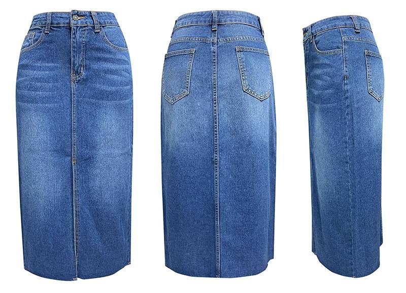 Damenbekleidung Hot Girl Rock A-Linie Version Schlitz Schlank Jeansrock_voghion.com