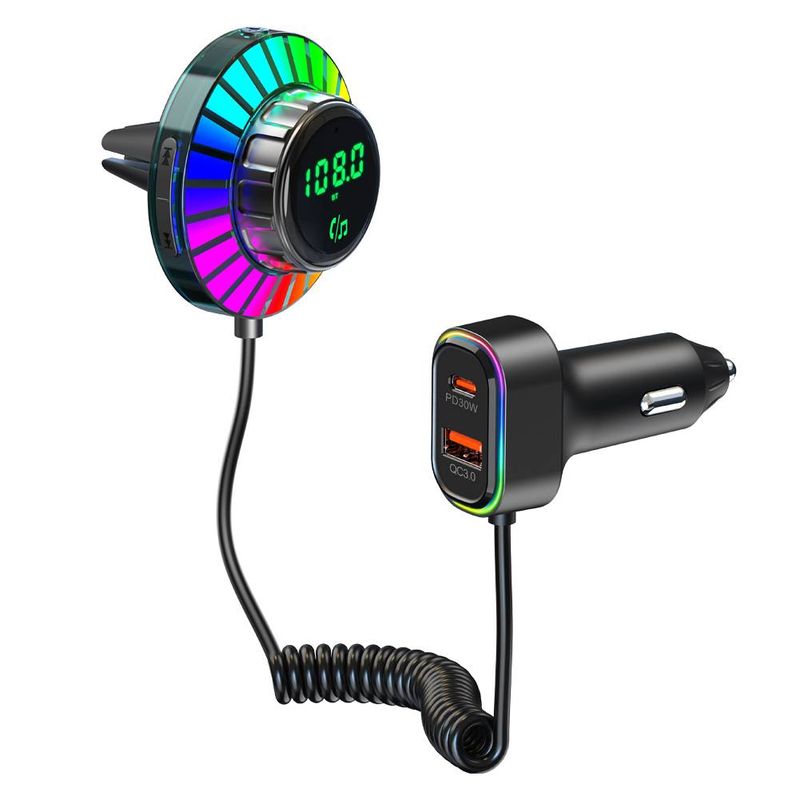 Universal Car Bluetooth Music Player With LED Display - PD30W+QC18W Charging, Voice Assistant, Stable Connection_voghion.com