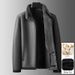 Genuine Shearling Leather Jacket – Men's Winter Coat With Raw Wool Lining (170-195, Black/Gray)_voghion.com
