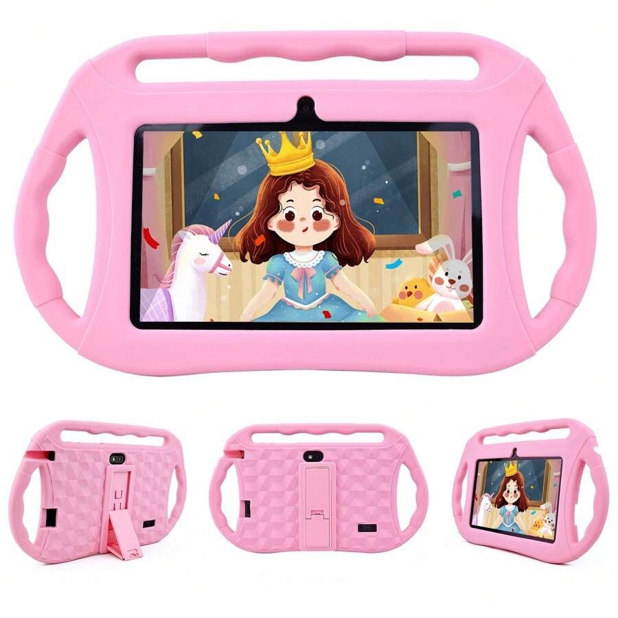 7 Inch Kids Tablet With Shockproof Case, MTK Quad-Core 1.5GHz, 16GB Storage, Android OS – Preloaded Educational Apps, Dual Camera, Bluetooth_voghion.com