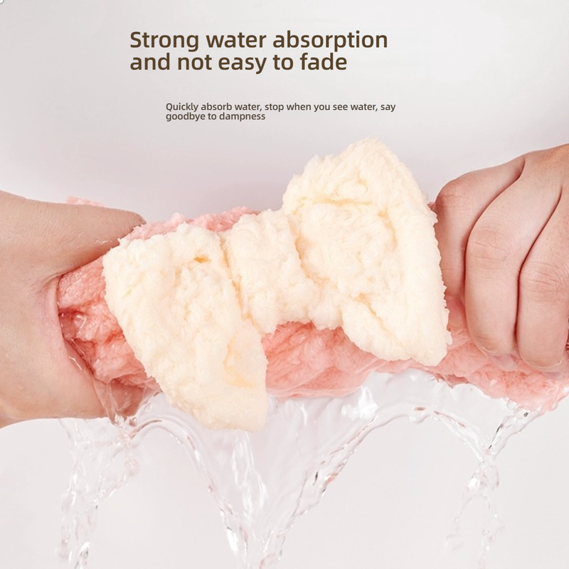 Cloud-Patterned Fleece Hair Towel Wrap - Princess Style Bath Cap With Bow & Elastic Band, Ultra-Soft Coral Fleece Quick Dry Hair Towel_voghion.com