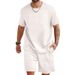 New trendy men's sports and casual small square loose round neck short sleeved shorts set_voghion.com