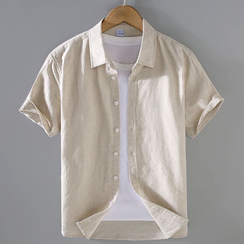 [CoastalLinen] Men's Casual Shirt - Breathable Linen Blend | Open Front Resort Wear_voghion.com