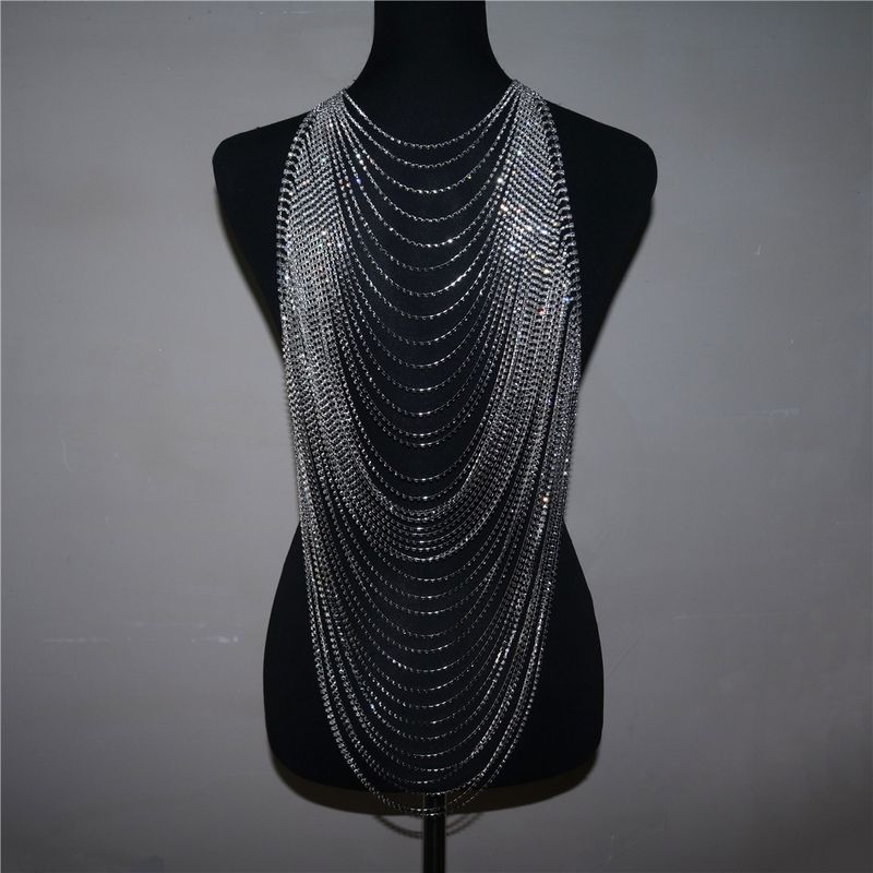 Body Chain Multi-Layer Rhinestone Tassel Chest Chain Sparkly Tops Bra Bikini Chains Party Body Necklace Jewelry for Women and Girls_voghion.com