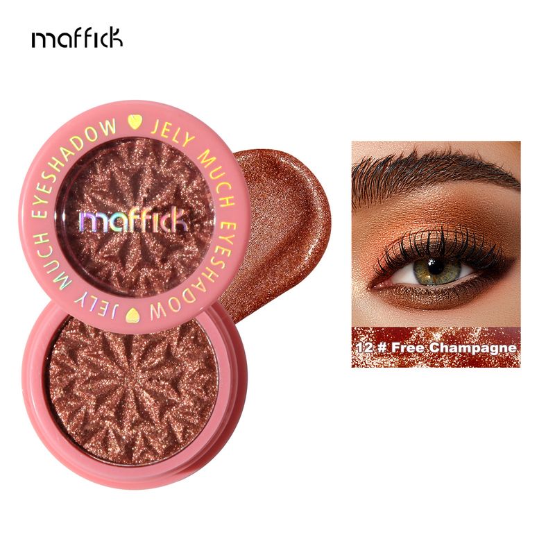 Palette di ombretti in gelatina MAFFICK con polvere fine e fard glitterato perlato, combinazione di ombretti e eyeliner_voghion.com
