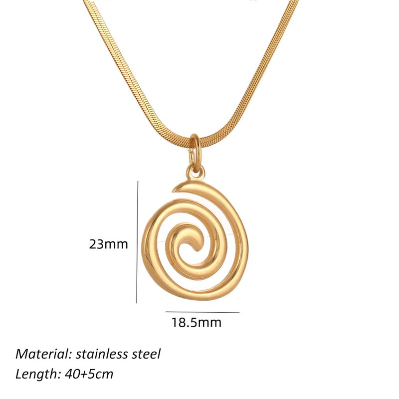 Collana da donna in acciaio inossidabile con ciondolo a spirale irregolare, tendenza moda_voghion.com