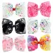 8pcs/Lot 8" Large Size Colorful Unicorn Heart Star Print Grosgrain Ribbon Bows With Clip Girls Handmade Hair Accessory_voghion.com