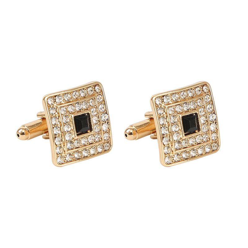 Neue quadratische Manschettenknöpfe mit Diamanten, Manschettenknöpfe, Mode, französische Manschettenknöpfe für Männer_voghion.com