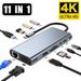 USB C Hub Type C To HDMI-kompatibilní RJ45 5 6 8 11 Porty Dokovací stanice s PD TF SD AUX USB Hub 3 0 Rozbočovač pro MacBook Air Pro PC HUB_voghion.com