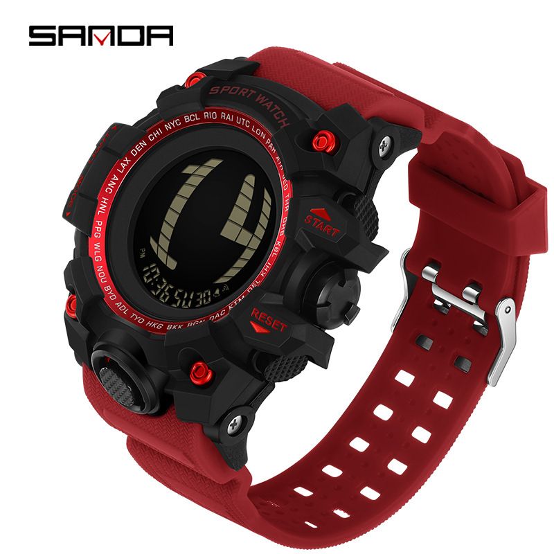 Men And Women's Sport Digital Watch With Oversized Display, LED Backlight, Waterproof 50m, Multifunctional Military Style Watch For Students_voghion.com