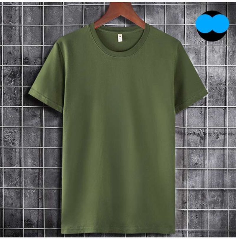 Men's Short T-shirt, Solid Cotton, Summer Round Neck, Base Shirt, Korean Version, Half Sleeved CVC_voghion.com