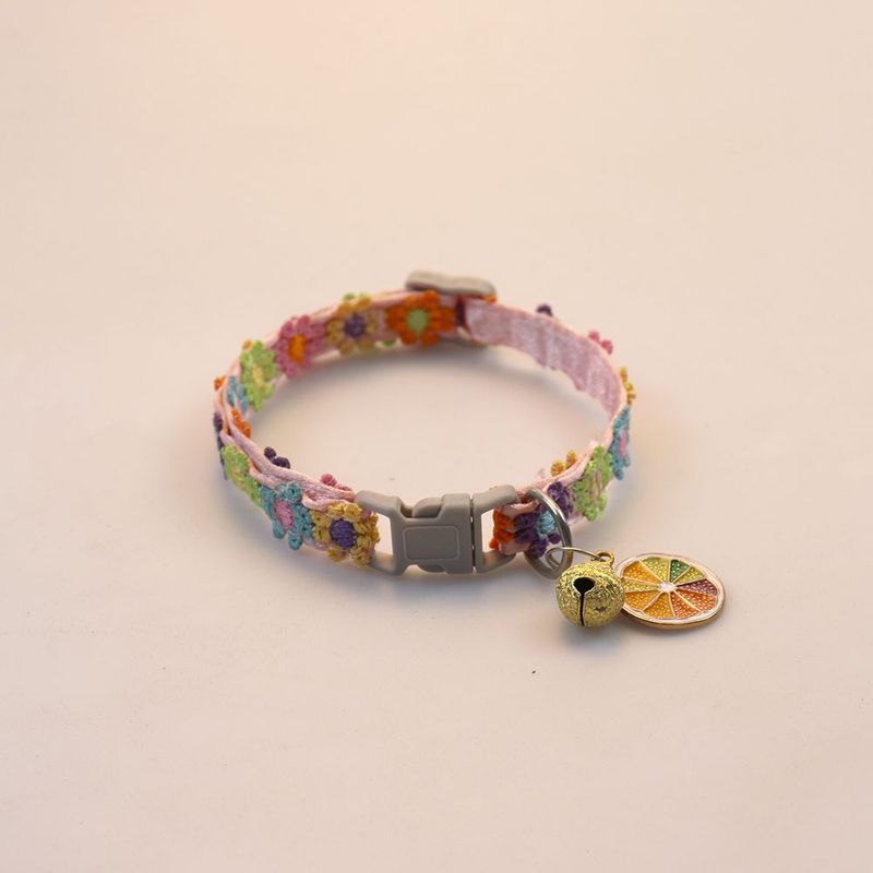 Nuovo collare per gatti con fiore in pizzo colorato per animali domestici, anello per il collo e campanellino per cuccioli_voghion.com