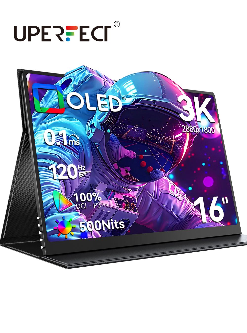 Monitor portátil UPERFECT 3K OLED para laptop, monitor gamer de 16" e 120Hz, 100% DCI-P3 HDR, USB C e HDMI, tela externa para PC_voghion.com