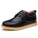 Men's Casual Business Korean Style Versatile Genuine Leather Hidden Wedge Round Toe Lace-Up Low-Top Shoes_voghion.com