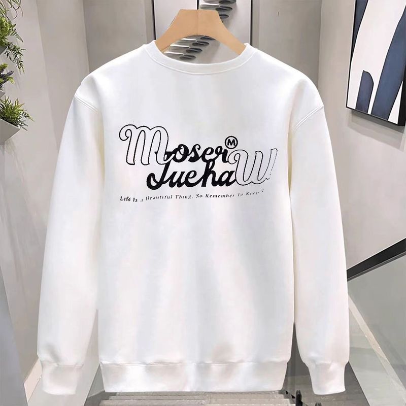 New Round Neck Casual Loose Letter Pullover Printed Long Sleeve Sweatshirt Trendy American Style Fleece Jacket Top_voghion.com
