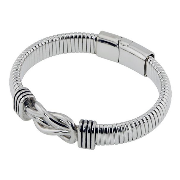 Bracciale punk da uomo in acciaio al titanio, bracciale magnetico a doppia fila in avanti e indietro in acciaio inossidabile, catena cubana in acciaio al titanio_voghion.com