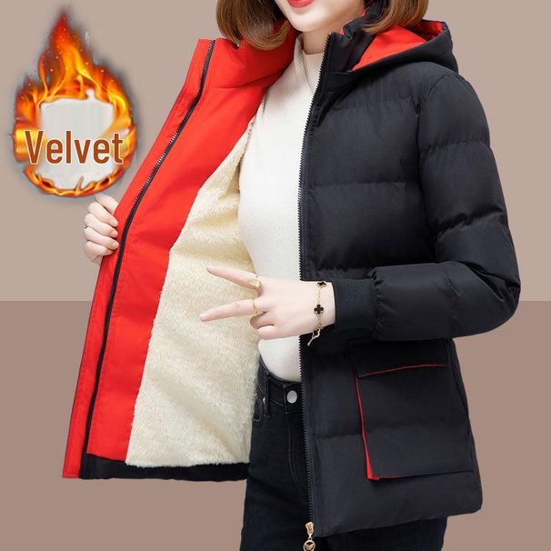Damen-Winterjacke in Übergröße mit Baumwollpolsterung – Samtgefüttert, warm und verdickt für Mütter mittleren Alters 2024_voghion.com