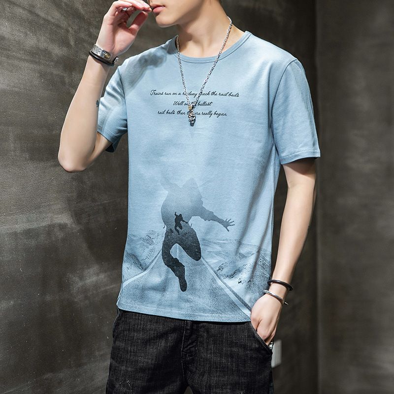Nueva camiseta de algodón puro para hombre, camiseta de manga corta, camiseta estampada de moda, manga corta, holgada, informal, edición coreana, camiseta juvenil para hombre._voghion.com