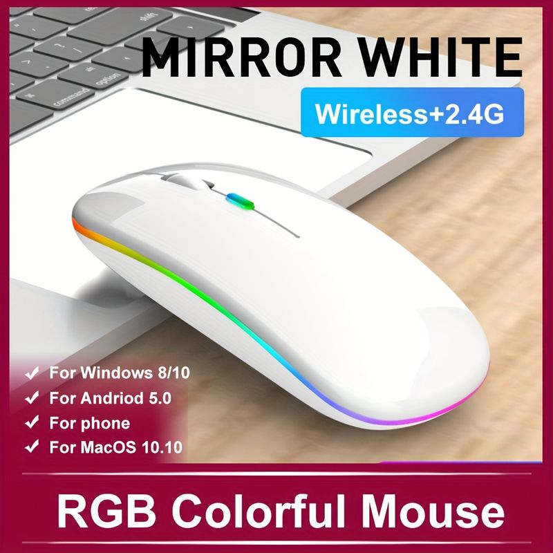 [Hot Sales] ProElite trådløs ergonomisk mus - oppladbar stillegående datamus med bakgrunnsbelysning RGB, USB-tilkobling for bærbar PC - lang_voghion.com