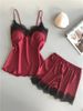 Women's Sleepwears Summer Sexy Ice Silk Two Piece Set With Silk Shorts Gathered Large Size Thin Home Clothes_voghion.com