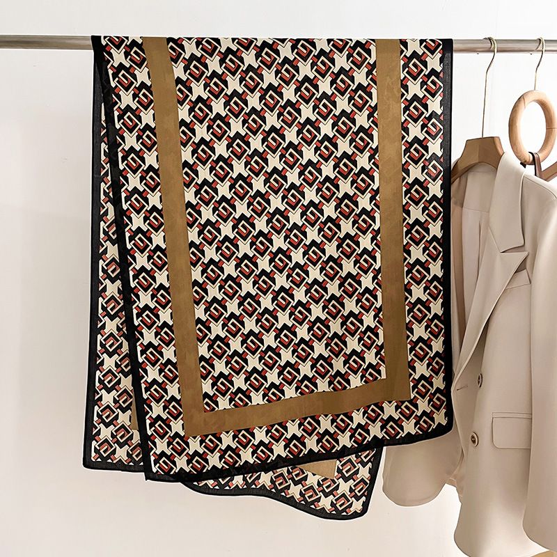 Groussen, bedréckten Seideschal fir Dammen, Hierscht-Wanter, laangen Schal, modeschen Halsschutz, Wäermt a villfältege Schal_voghion.com