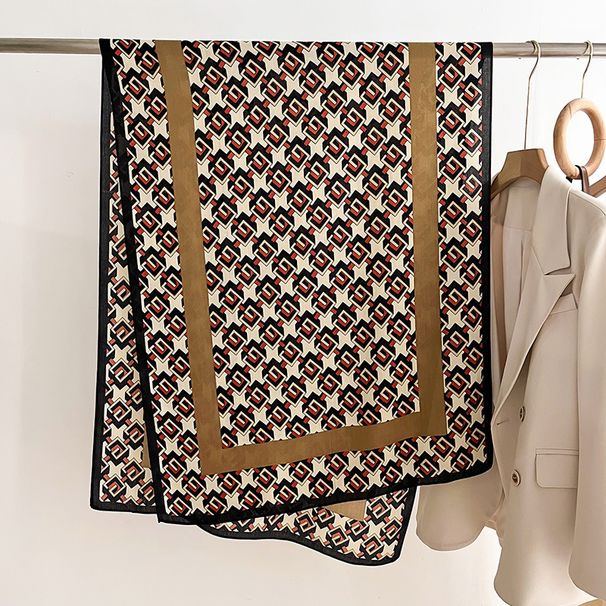 Groussen, bedréckten Seideschal fir Dammen, Hierscht-Wanter, laangen Schal, modeschen Halsschutz, Wäermt a villfältege Schal_voghion.com