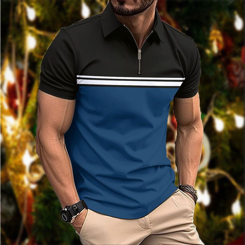 T-shirt à manches courtes pour homme, décontracté, à rayures sur la poitrine, à revers, compression, été, coton, vêtements de créateur de haute qualité_voghion.com