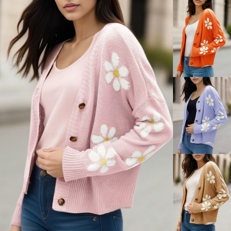 Damenbekleidung neue Strickjacke im Ins-Stil, lockere Strickjacke im College-Stil_voghion.com