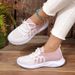 Mesh Casual Shoes For Women 2025 Autumn New Thick Sole Large Size Color Block Round Toe Lace-up Sneakers_voghion.com