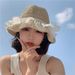 Straw Hat Woven Lace Pearl Hat Women's Summer Thin Beach Beach Lotus Leaf Edge Bucket Hat Shading Sun Protection_voghion.com