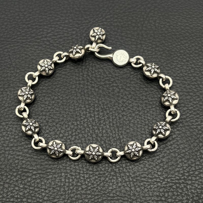 Bracciale in argento puro CH Crook con esagramma per uomo e donna, stile hip-hop, audace, classico, vintage, regolabile_voghion.com